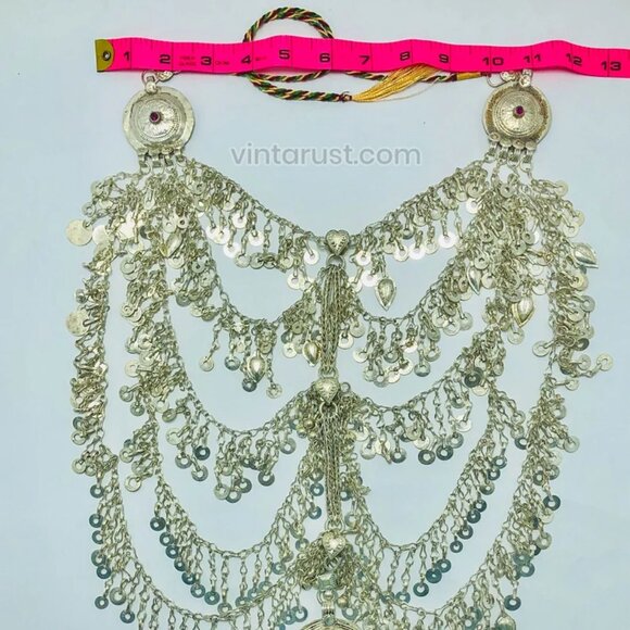 Tribal Bib Necklace With Dangling Tassels and Big Pendant - Picture 9 of 9